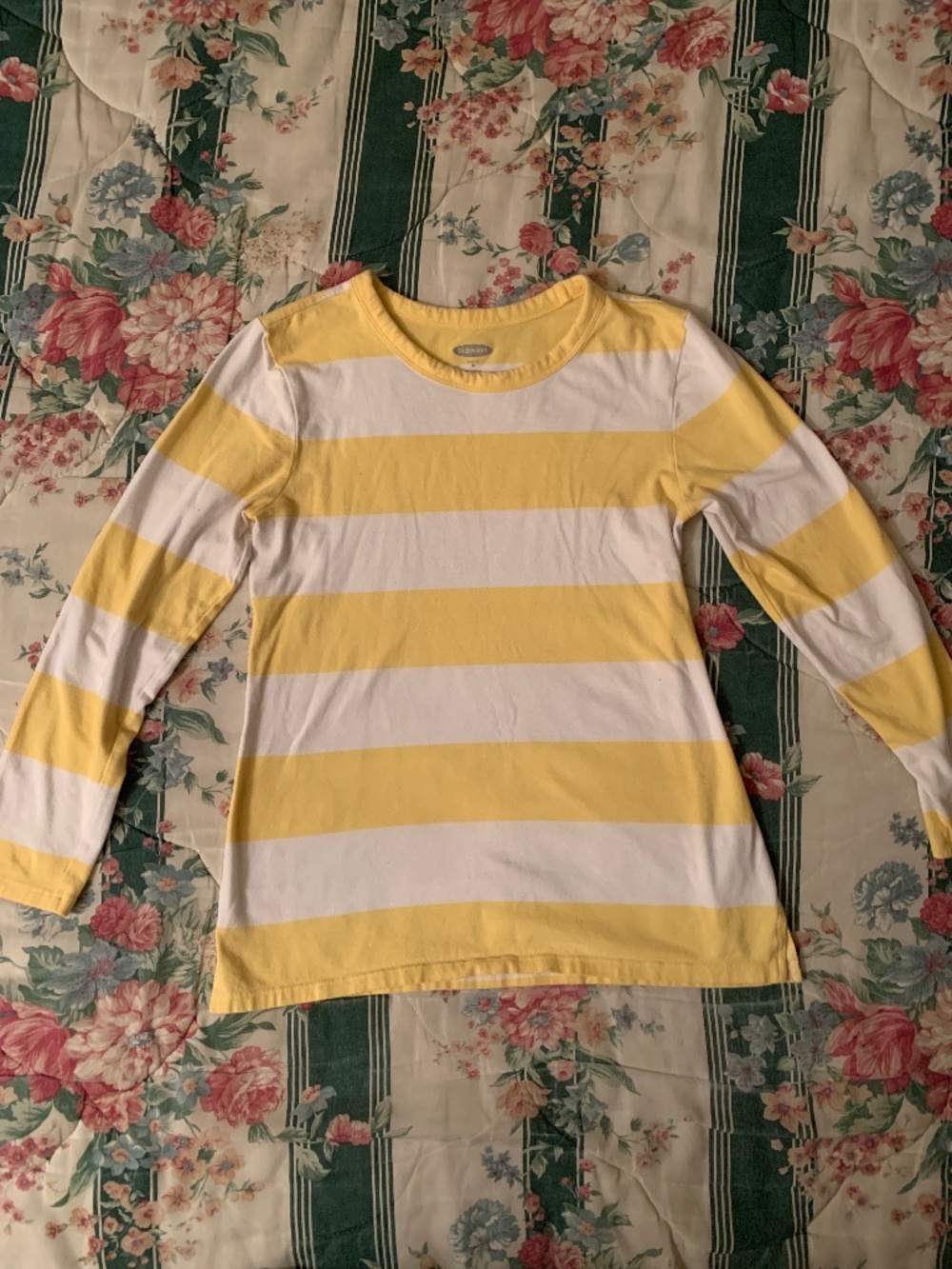 Old Navy yellow/white striped long-sleeve women's shirt